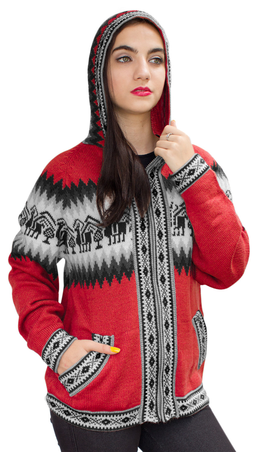 Chaqueta de punto de lana de alpaca con capucha Little Llamas suéter - Imagen 18 de 109