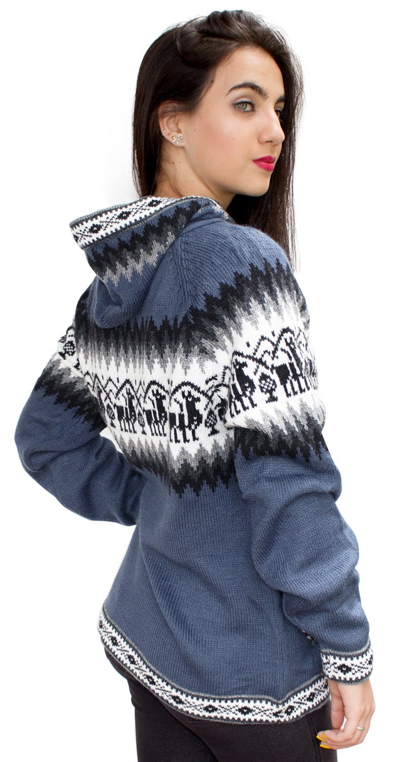 Chaqueta de punto de lana de alpaca con capucha Little Llamas suéter - Imagen 12 de 109