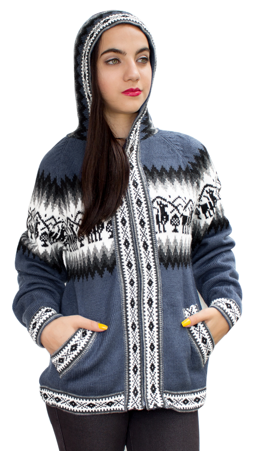 Chaqueta de punto de lana de alpaca con capucha Little Llamas suéter - Imagen 10 de 109