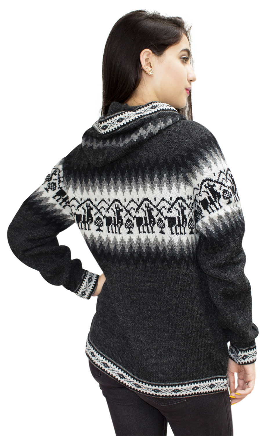 Chaqueta de punto de lana de alpaca con capucha Little Llamas suéter - Imagen 61 de 109