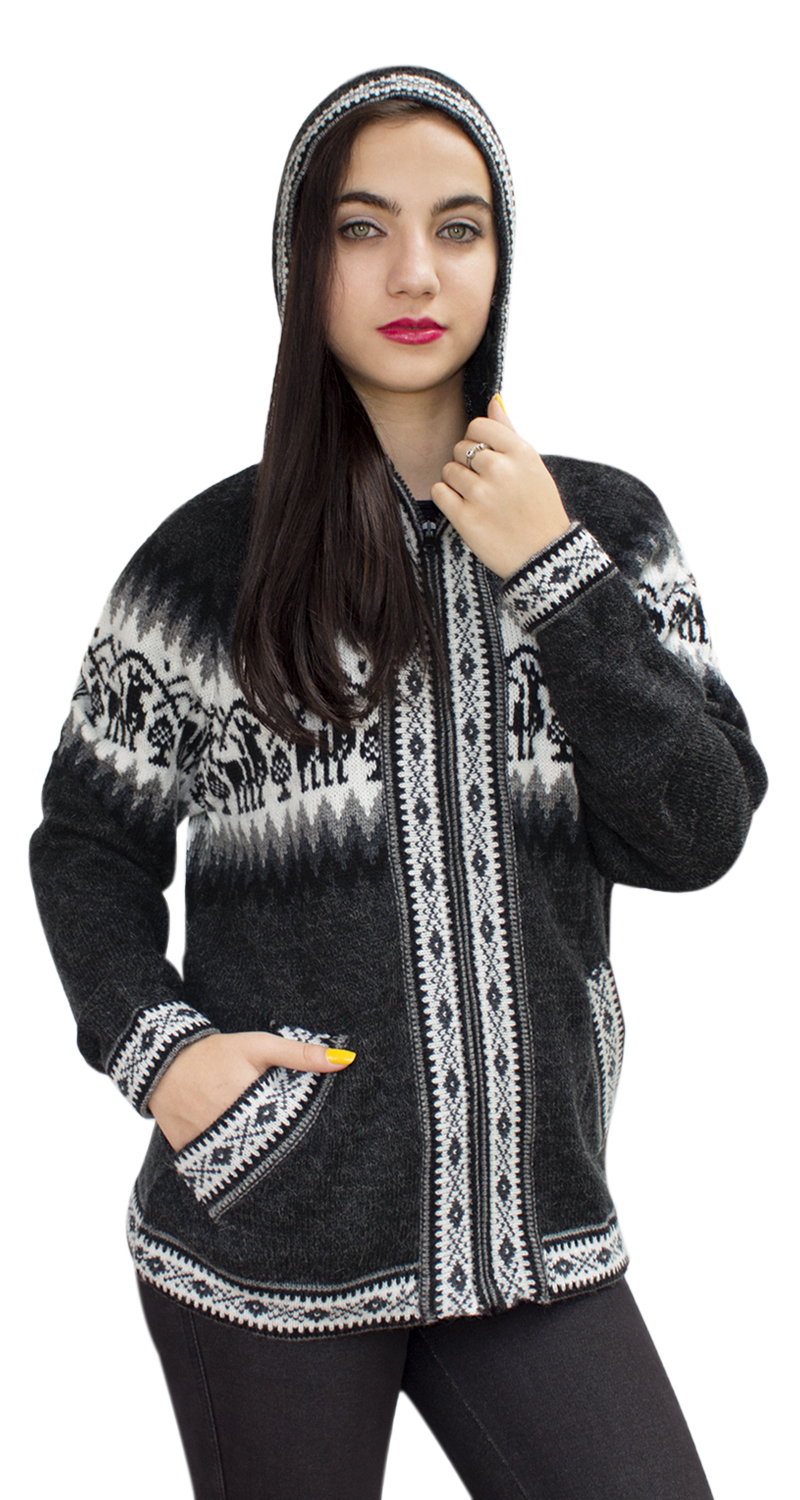 Chaqueta de punto de lana de alpaca con capucha Little Llamas suéter - Imagen 55 de 109