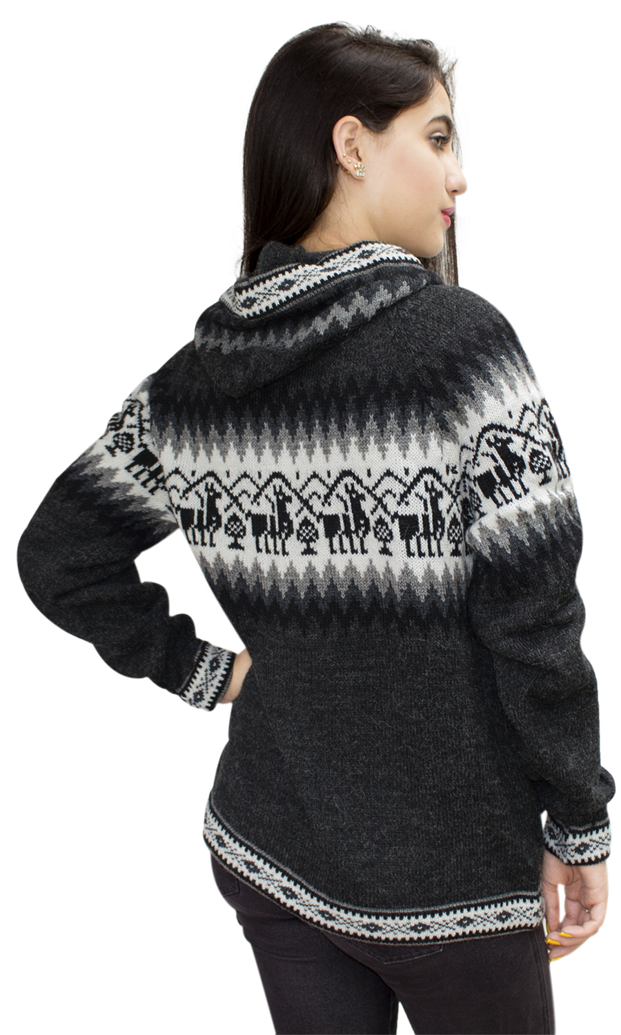 Chaqueta de punto de lana de alpaca con capucha Little Llamas suéter - Imagen 57 de 109