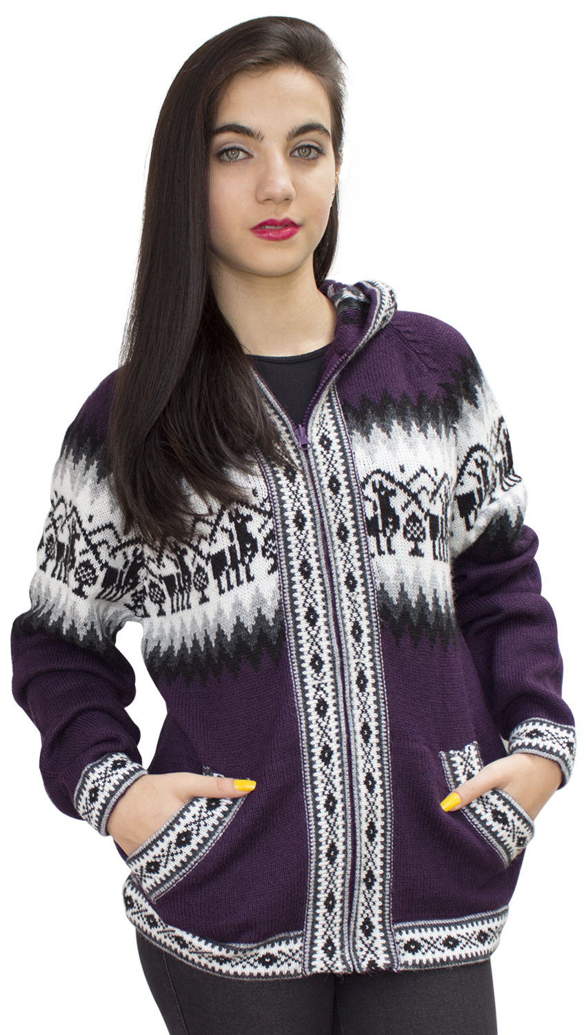 Chaqueta de punto de lana de alpaca con capucha Little Llamas suéter - Imagen 71 de 109