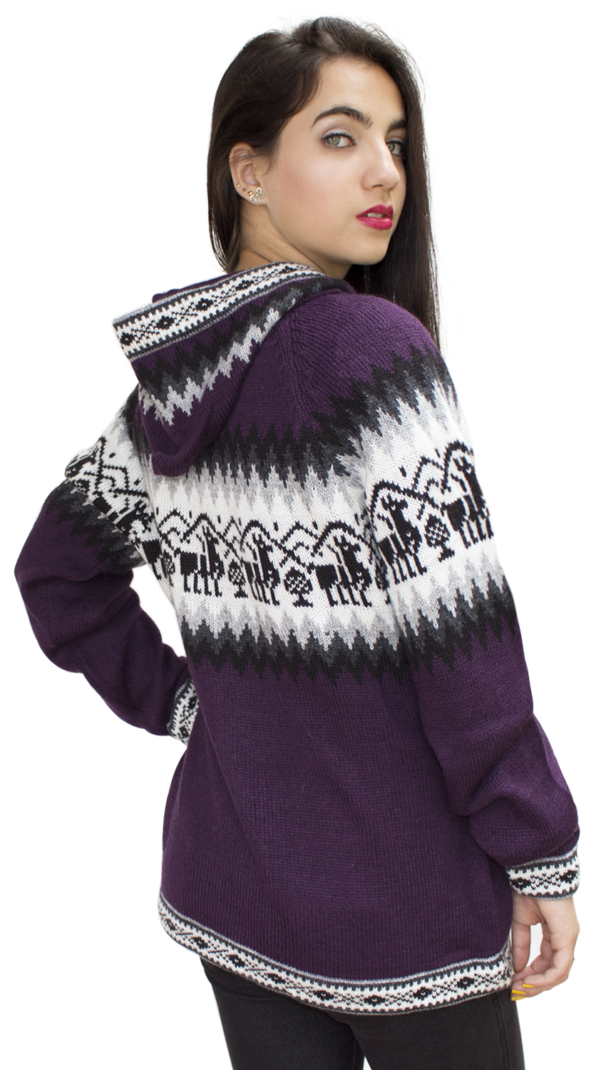 Chaqueta de punto de lana de alpaca con capucha Little Llamas suéter - Imagen 69 de 109