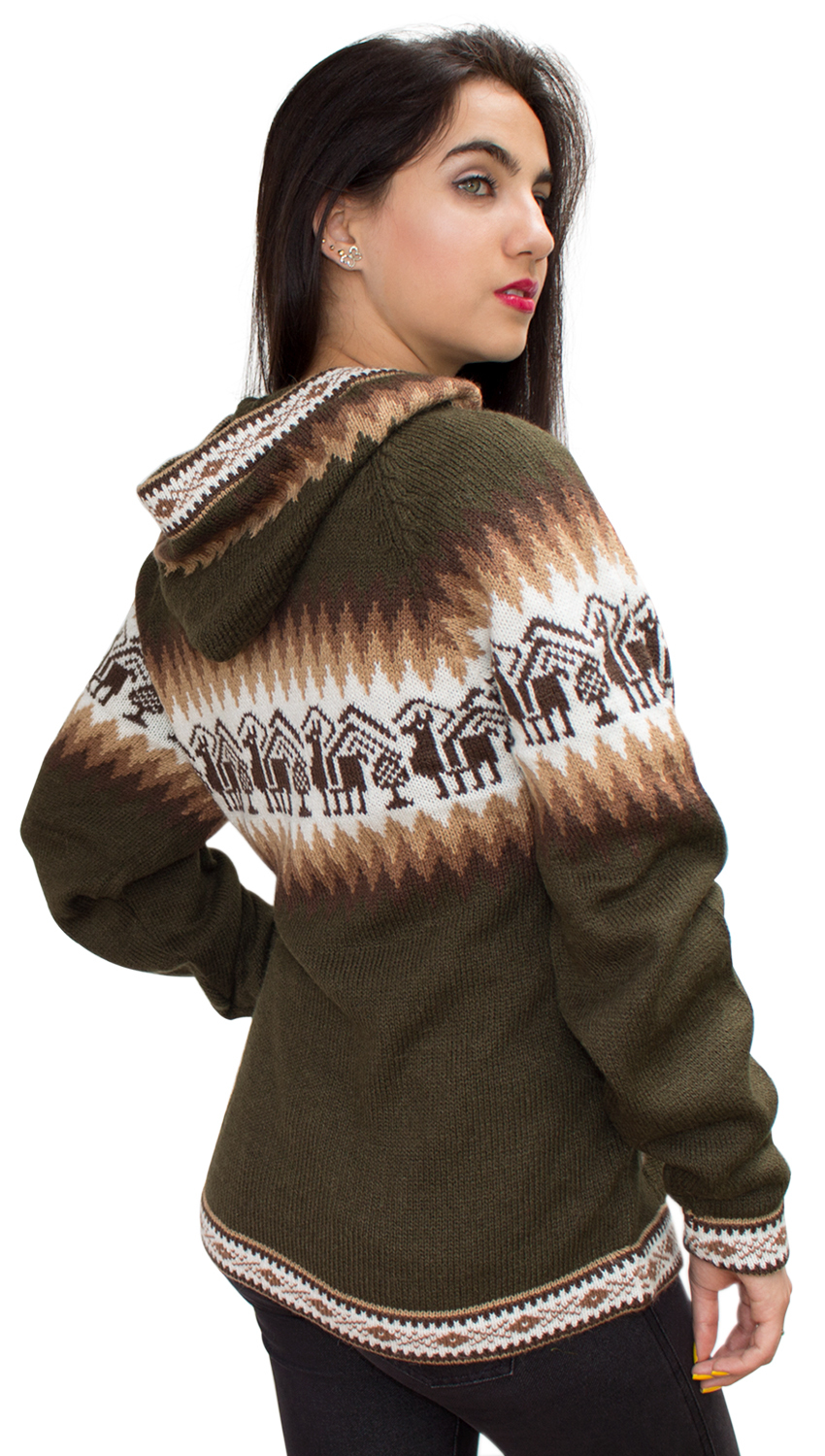 Chaqueta de punto de lana de alpaca con capucha Little Llamas suéter - Imagen 76 de 109