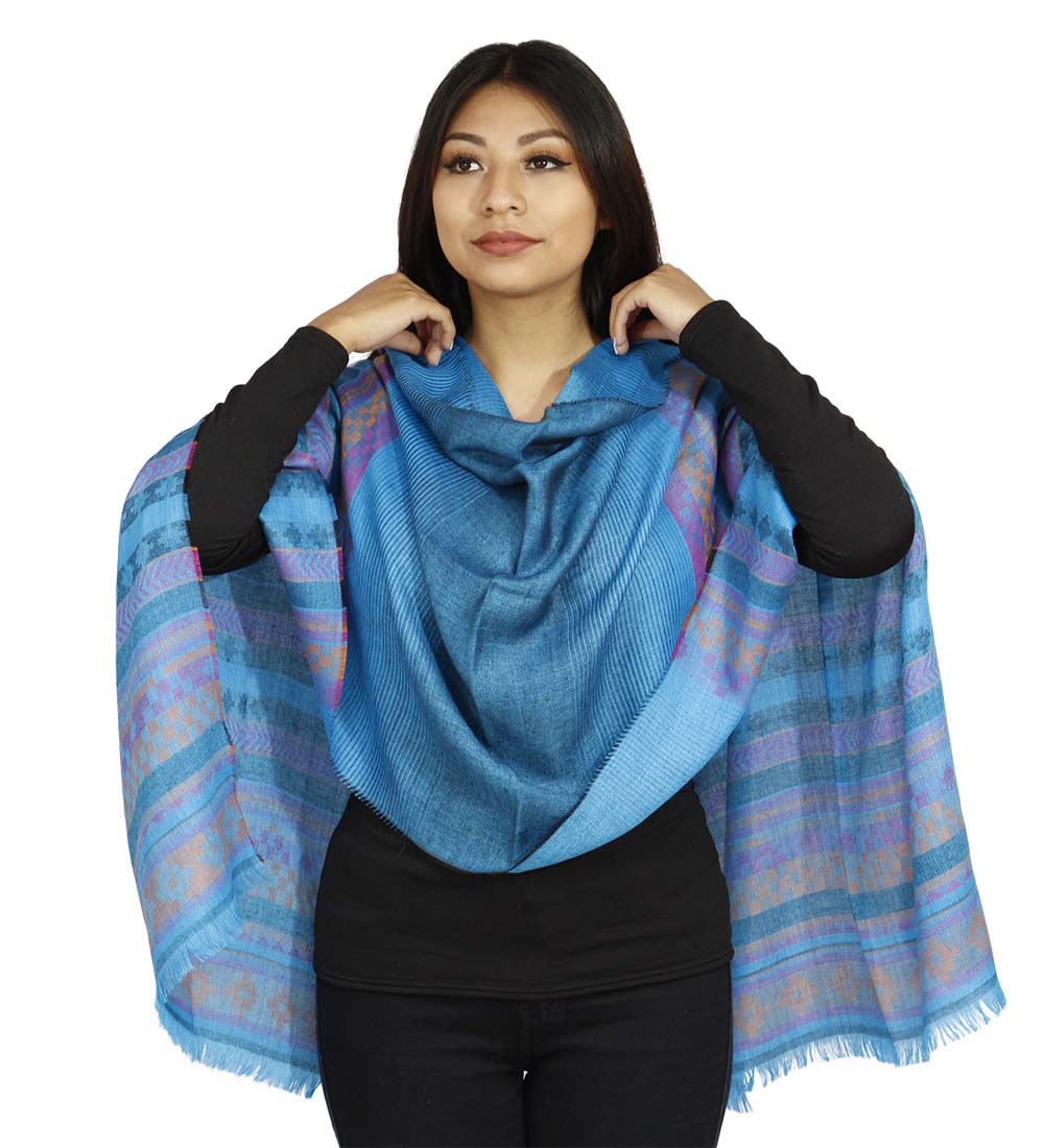 Chal tejido de lana de alpaca para bebé para mujer diseño celestial suave cálido a rayas - Imagen 15 de 18