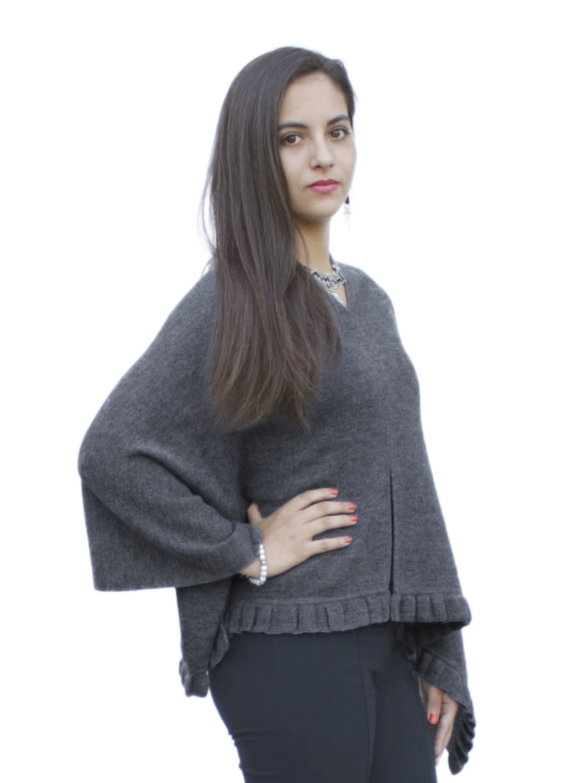 Chal poncho de lana de alpaca superfina para mujer pashmina - forma especial - Imagen 25 de 31