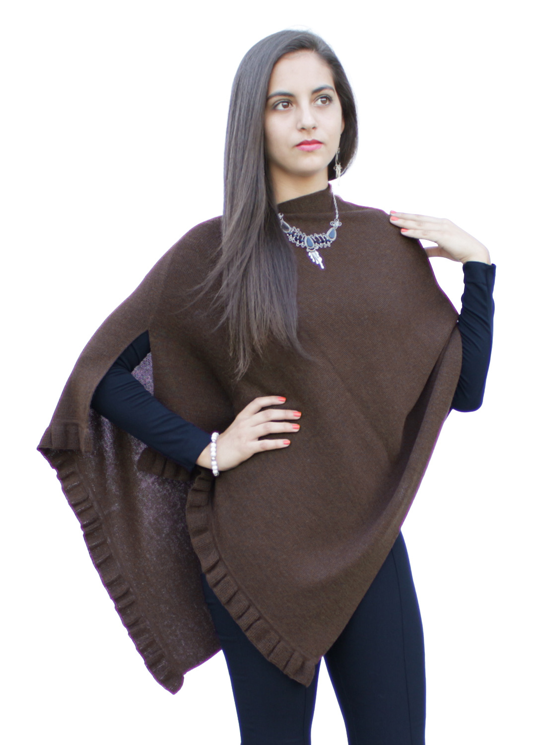 Chal poncho de lana de alpaca superfina para mujer pashmina - forma especial - Imagen 16 de 31