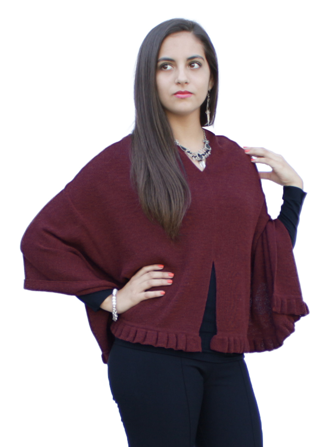 Chal poncho de lana de alpaca superfina para mujer pashmina - forma especial - Imagen 13 de 31
