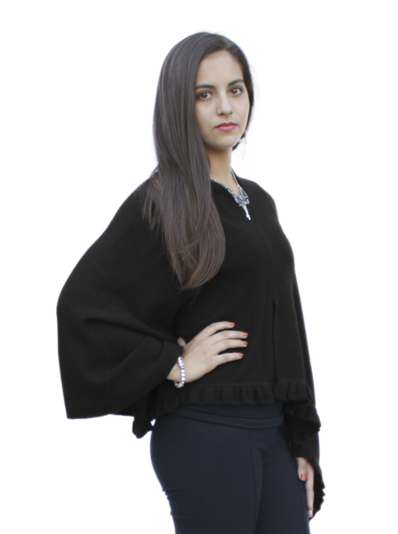 Chal poncho de lana de alpaca superfina para mujer pashmina - forma especial - Imagen 9 de 31