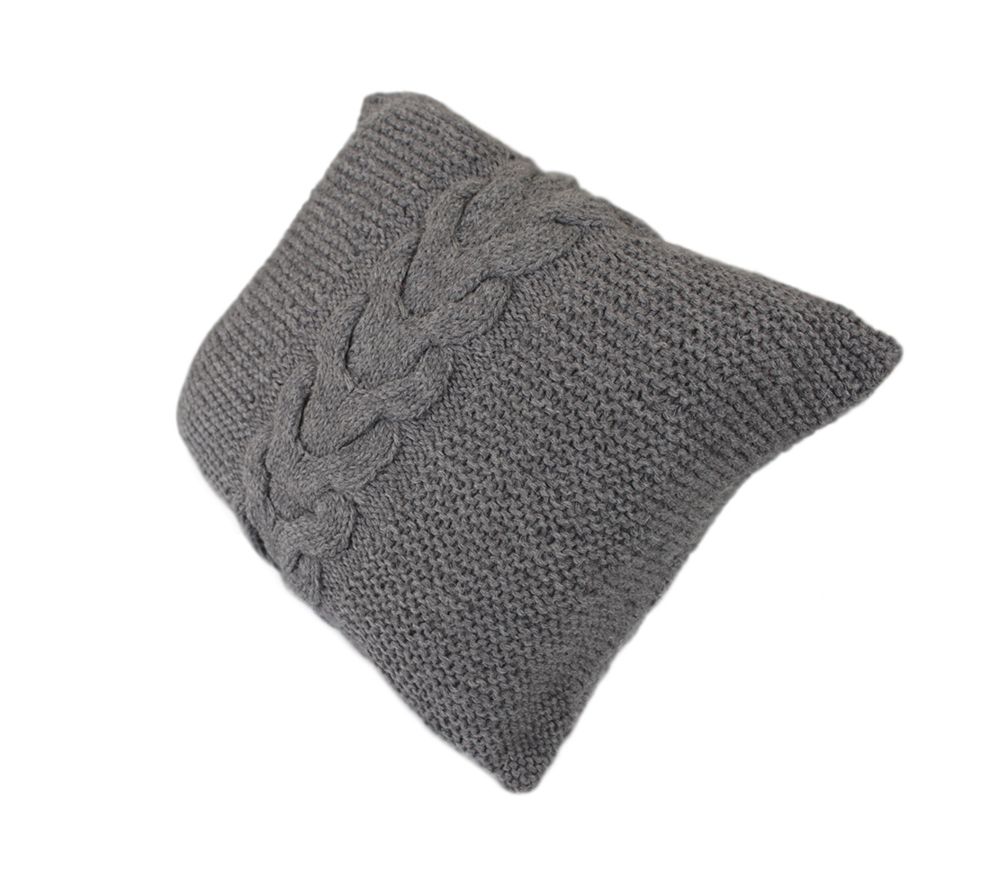 Funda de almohada decorativa de lana de alpaca tejida a mano con cable - Imagen 22 de 28