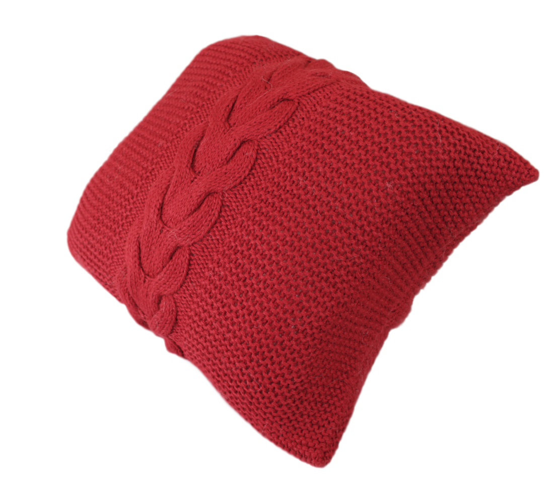 Funda de almohada decorativa de lana de alpaca tejida a mano con cable - Imagen 14 de 28