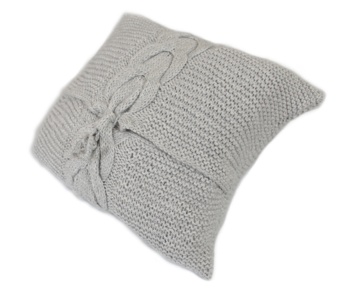Funda de almohada decorativa de lana de alpaca tejida a mano con cable - Imagen 11 de 28