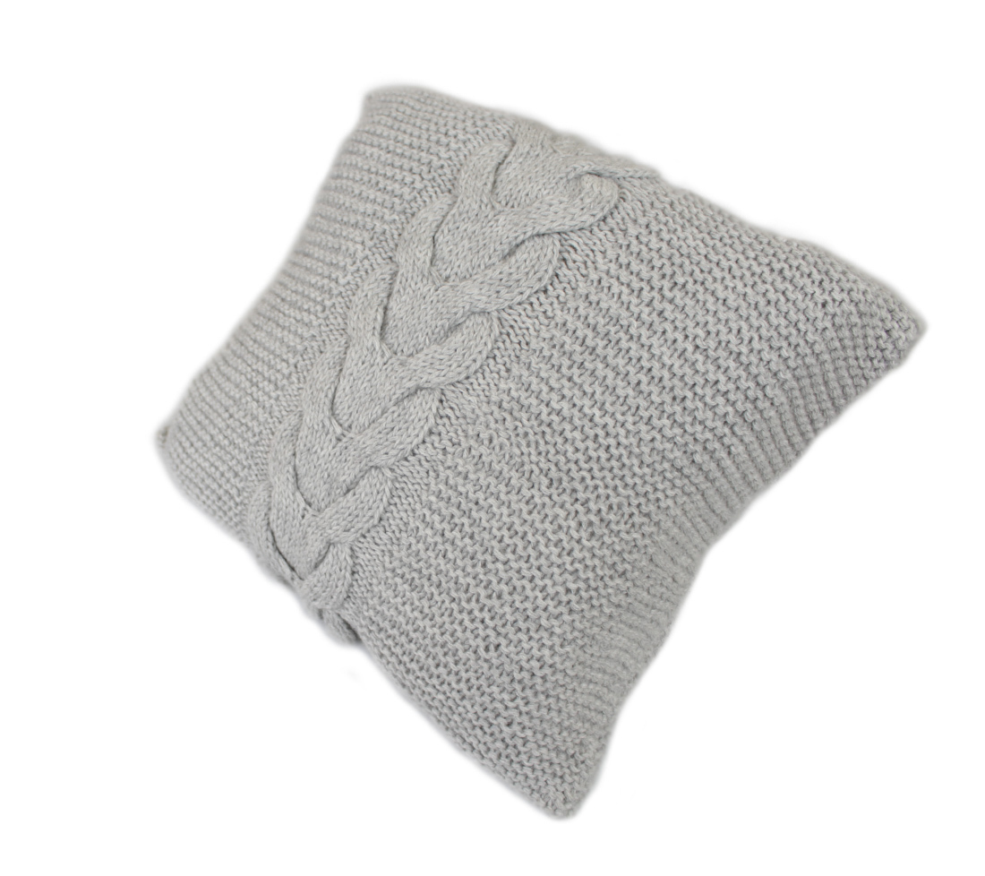 Funda de almohada decorativa de lana de alpaca tejida a mano con cable - Imagen 10 de 28