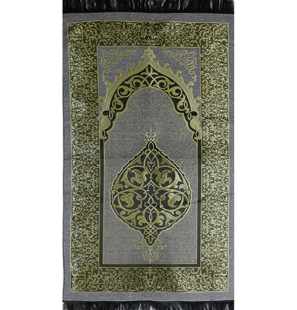 Islamic Prayer Mat Thin Woven Chenille and Taffeta Turkish Metallic Ottoman Mat - Picture 8 of 20