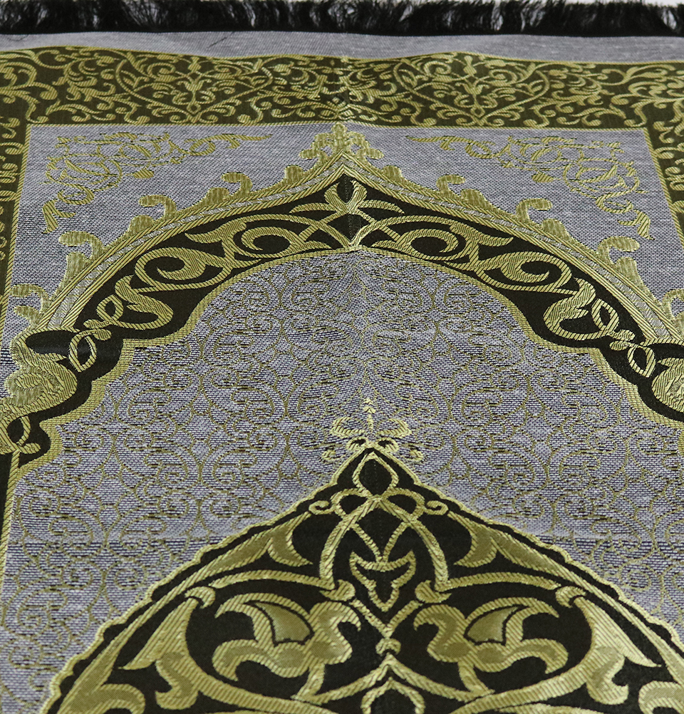 Islamic Prayer Mat Thin Woven Chenille and Taffeta Turkish Metallic Ottoman Mat - Picture 11 of 20