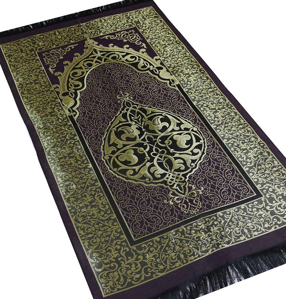 Islamic Prayer Mat Thin Woven Chenille and Taffeta Turkish Metallic Ottoman Mat - Picture 14 of 20