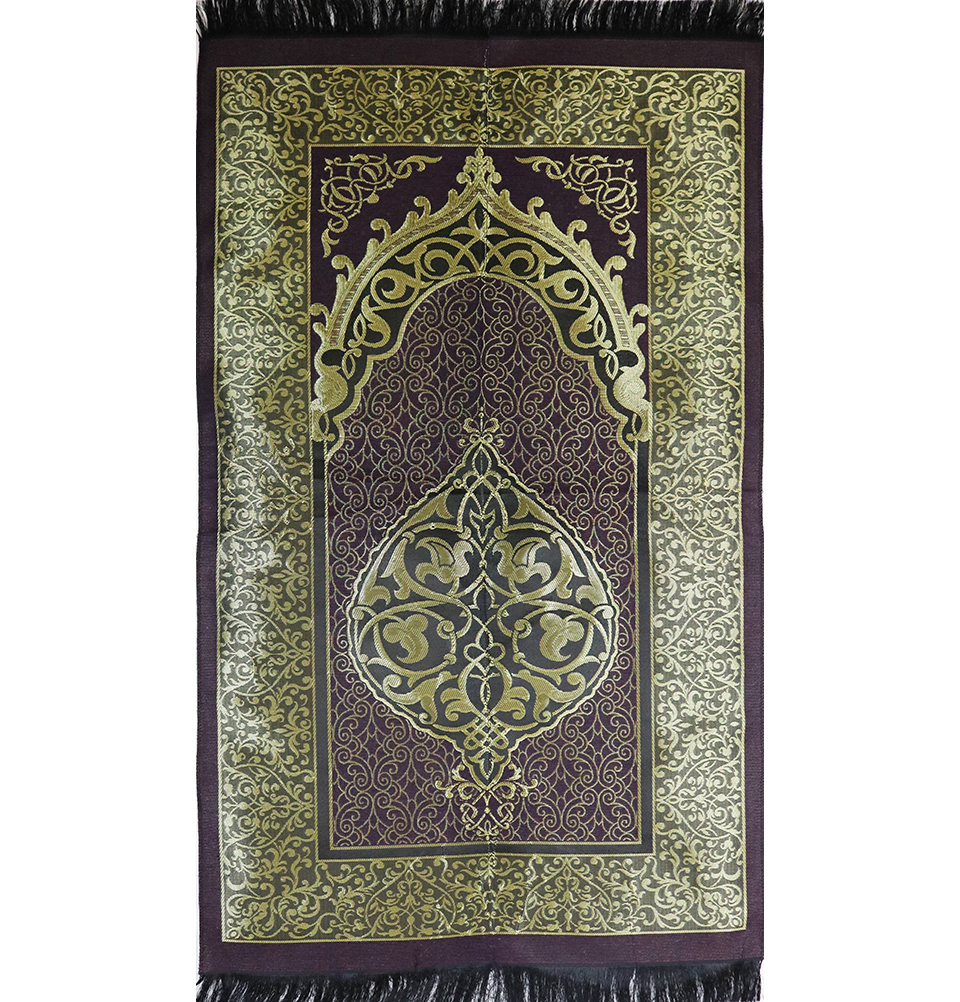 Islamic Prayer Mat Thin Woven Chenille and Taffeta Turkish Metallic Ottoman Mat - Picture 13 of 20