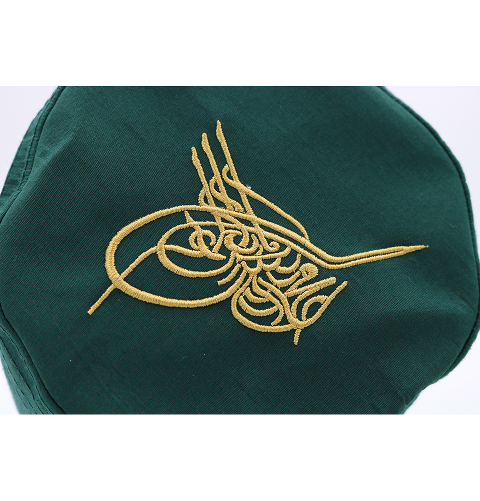 Gorra Musulmana Turca Takke Islámica Para Hombre Estructurada Kufi Sombrero-Otomana Tughra Verde - Imagen 10 de 20