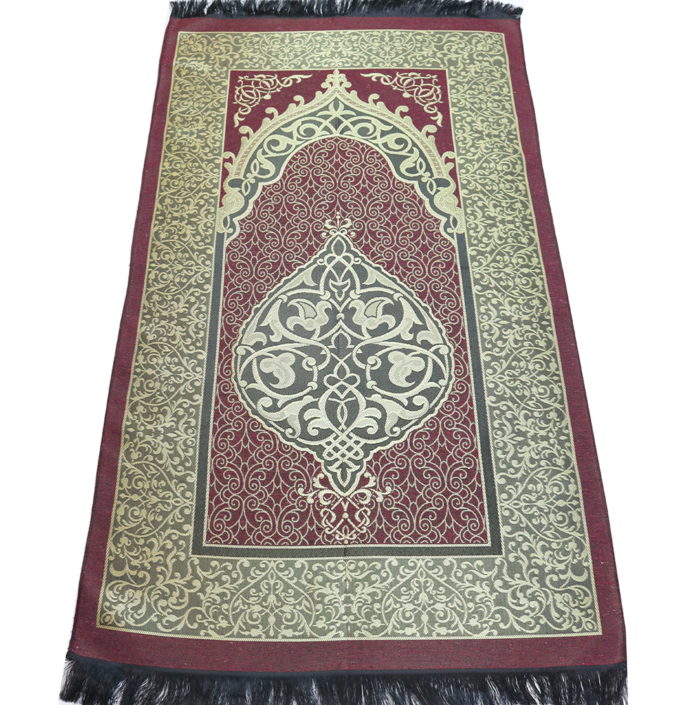Islamic Prayer Mat Thin Woven Chenille and Taffeta Turkish Metallic Ottoman Mat - Picture 19 of 20