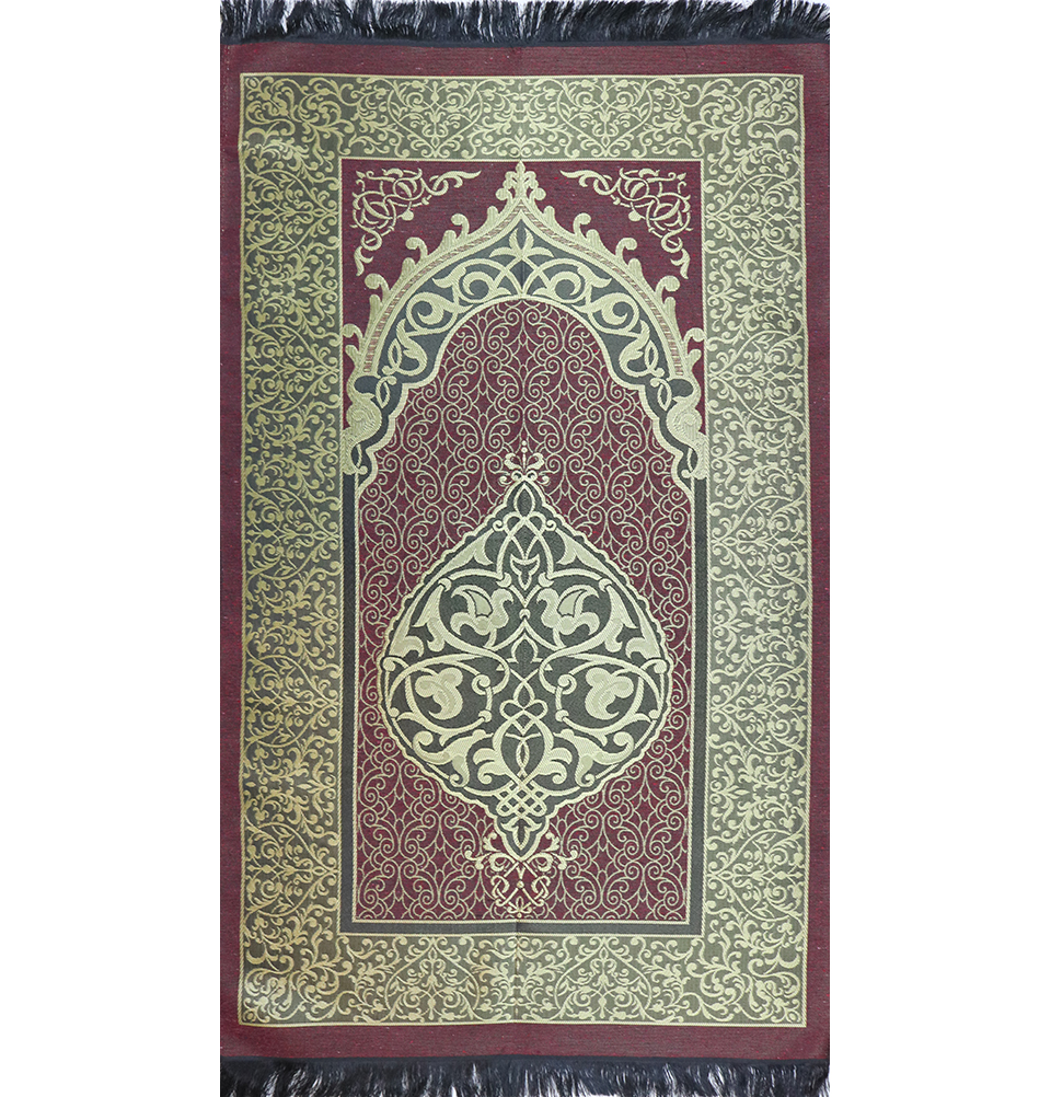 Islamic Prayer Mat Thin Woven Chenille and Taffeta Turkish Metallic Ottoman Mat - Picture 18 of 20