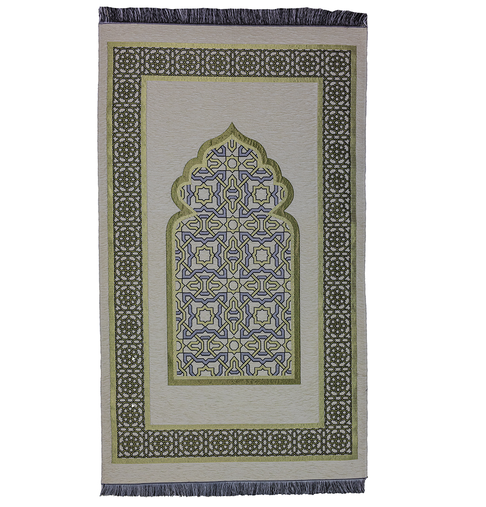 Modefa Turkish Chenille Embroidered Thin Islamic Prayer Mat – Arabesque Dynasty