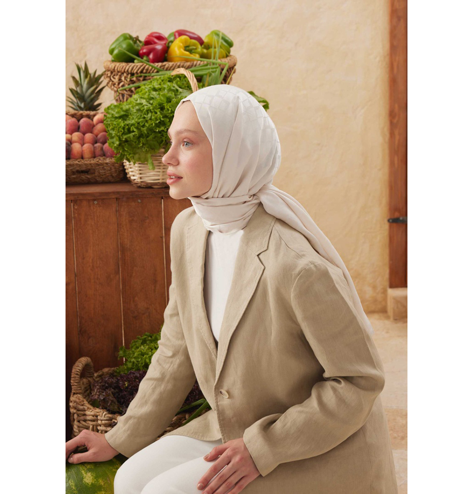 Islamic Headscarf Diamond Jacquard Satin Turkish Hijab Shawl Wrap - Picture 65 of 69