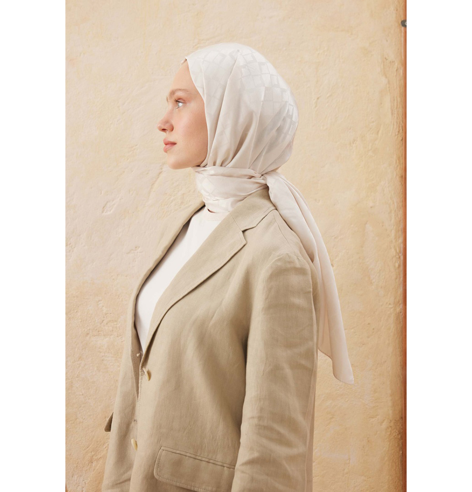 Islamic Headscarf Diamond Jacquard Satin Turkish Hijab Shawl Wrap - Picture 64 of 69