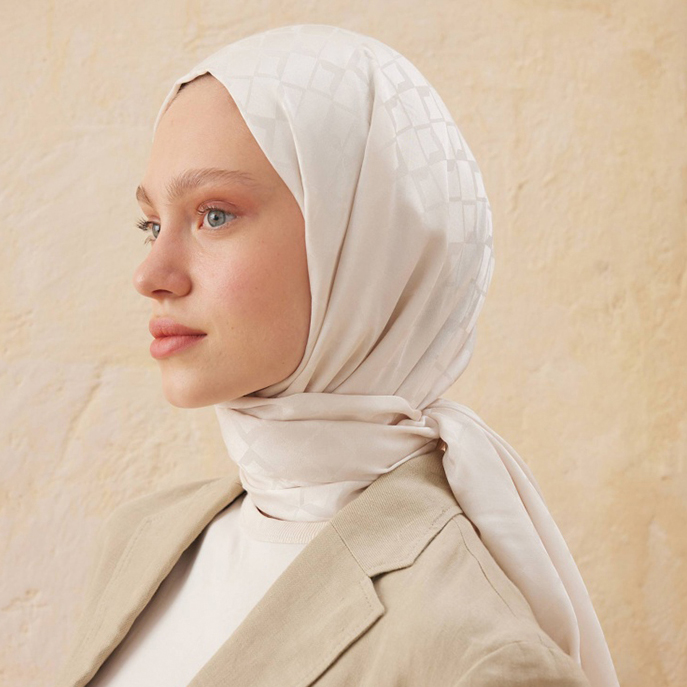 Islamic Headscarf Diamond Jacquard Satin Turkish Hijab Shawl Wrap - Picture 62 of 69
