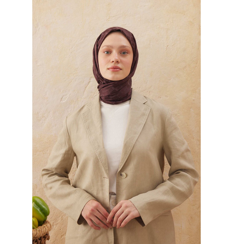 Islamic Headscarf Diamond Jacquard Satin Turkish Hijab Shawl Wrap - Picture 7 of 69