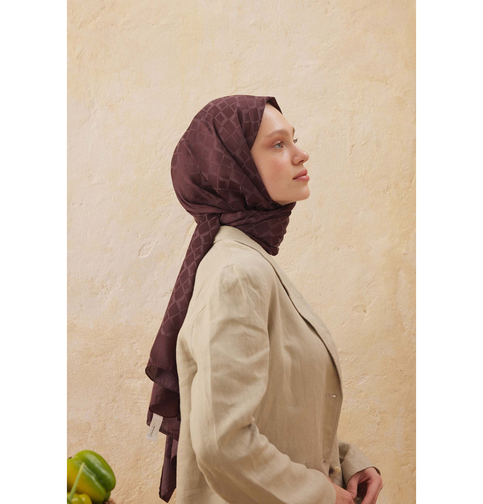 Islamic Headscarf Diamond Jacquard Satin Turkish Hijab Shawl Wrap - Picture 8 of 69