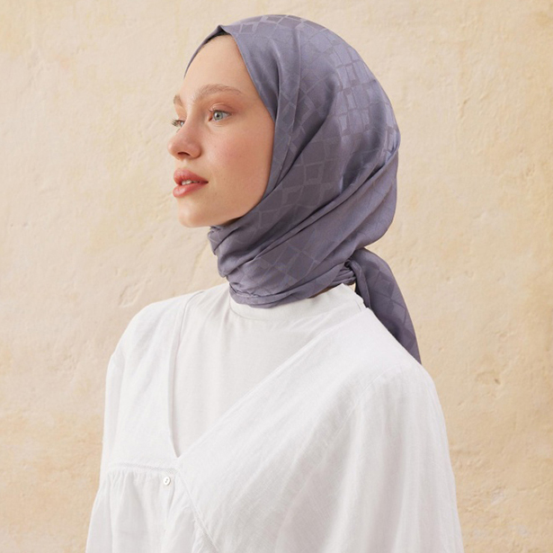 Islamic Headscarf Diamond Jacquard Satin Turkish Hijab Shawl Wrap - Picture 54 of 69