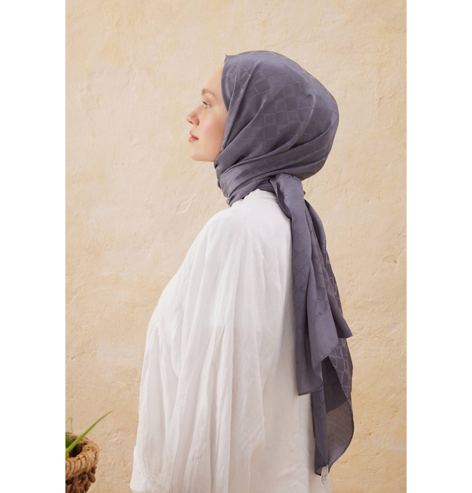 Islamic Headscarf Diamond Jacquard Satin Turkish Hijab Shawl Wrap - Picture 55 of 69