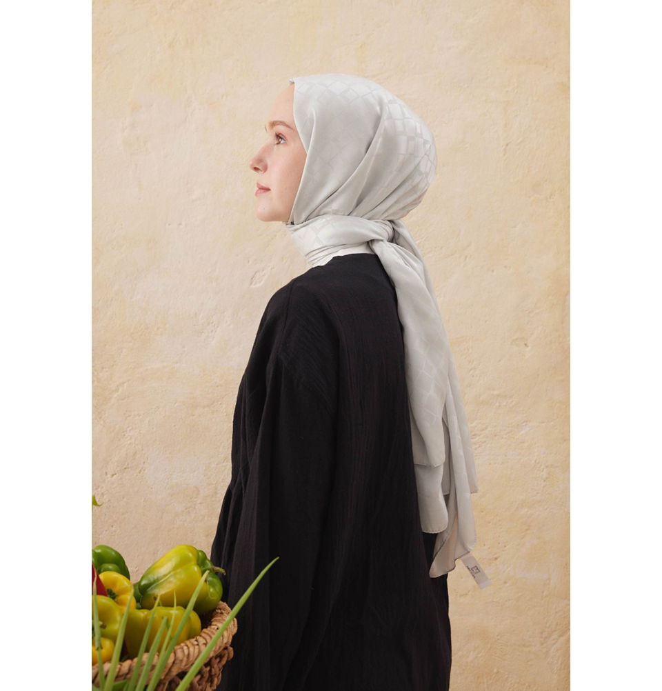 Islamic Headscarf Diamond Jacquard Satin Turkish Hijab Shawl Wrap - Picture 51 of 69