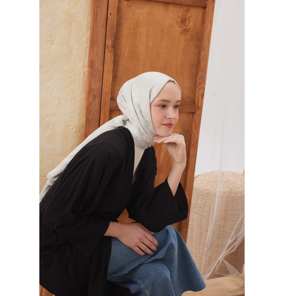 Islamic Headscarf Diamond Jacquard Satin Turkish Hijab Shawl Wrap - Picture 52 of 69