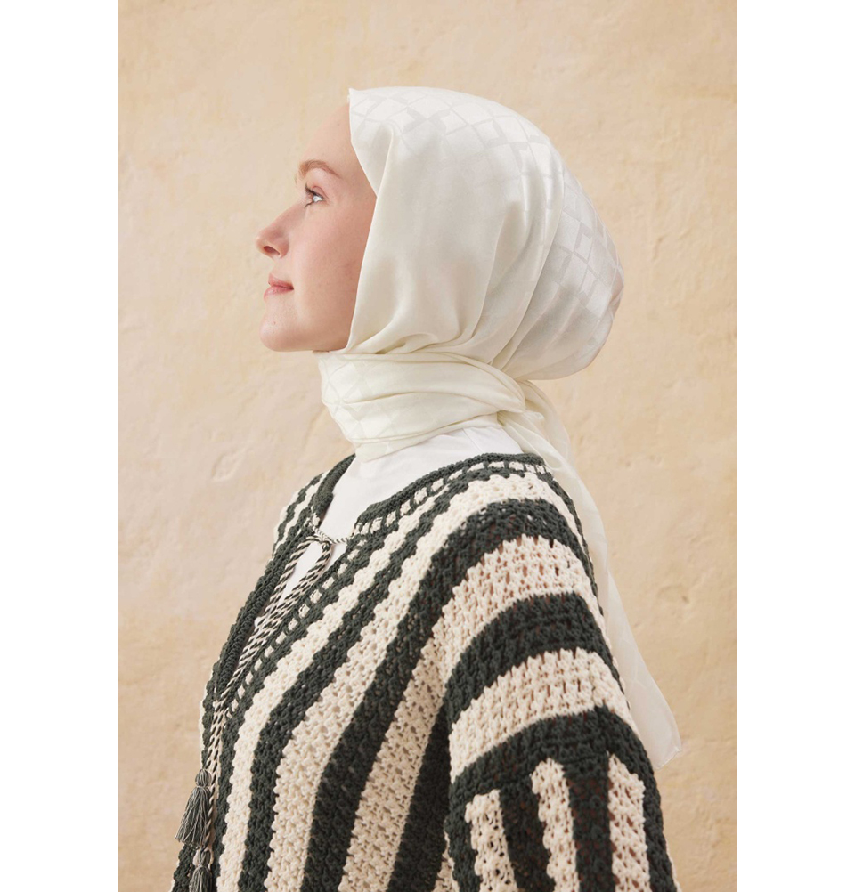 Islamic Headscarf Diamond Jacquard Satin Turkish Hijab Shawl Wrap - Picture 43 of 69