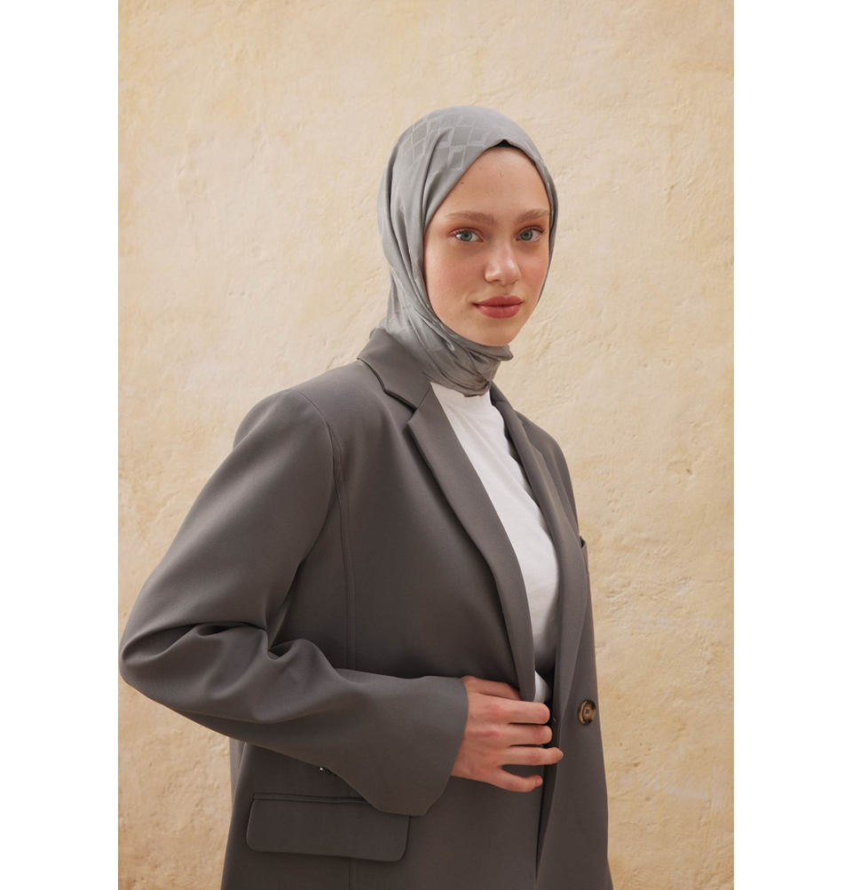 Islamic Headscarf Diamond Jacquard Satin Turkish Hijab Shawl Wrap - Picture 16 of 69
