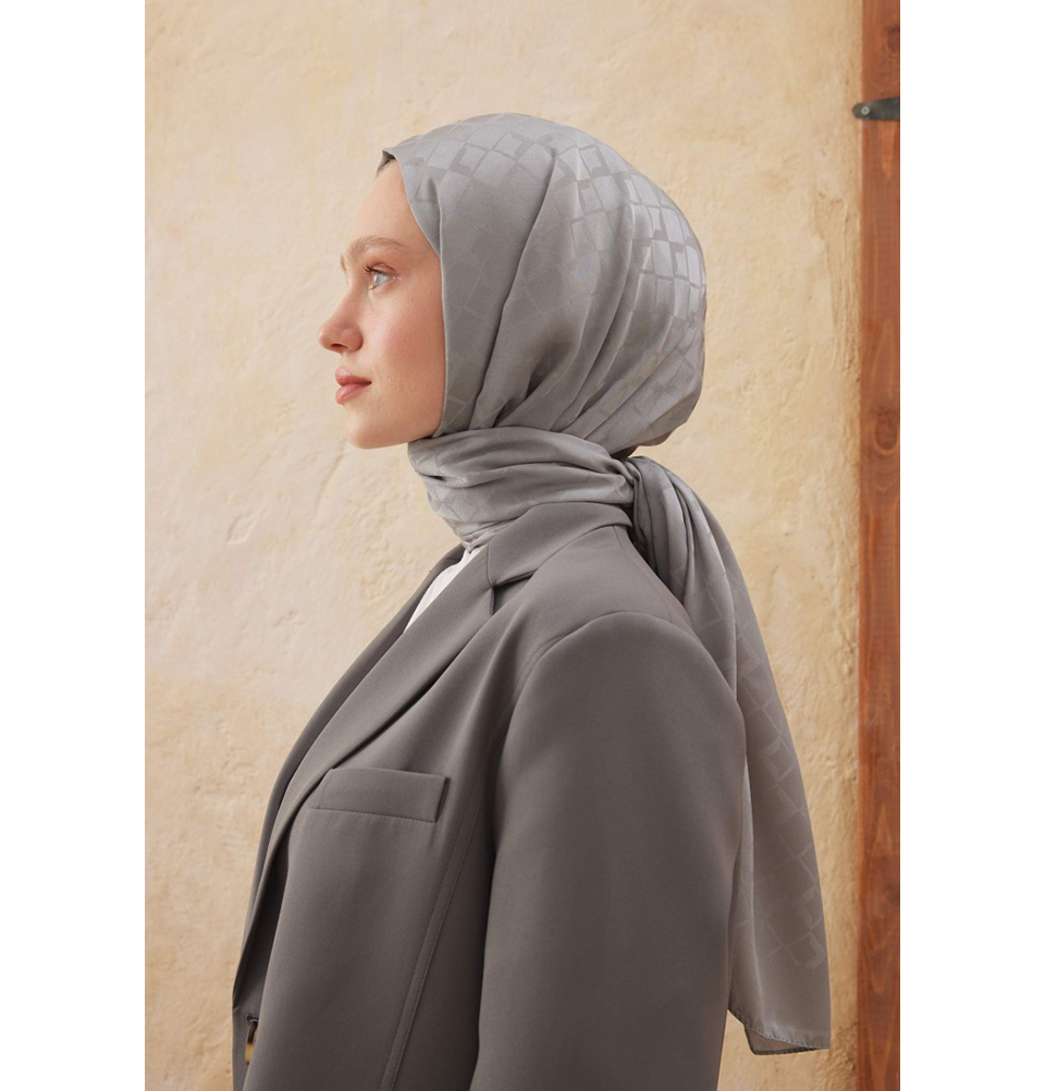 Islamic Headscarf Diamond Jacquard Satin Turkish Hijab Shawl Wrap - Picture 15 of 69