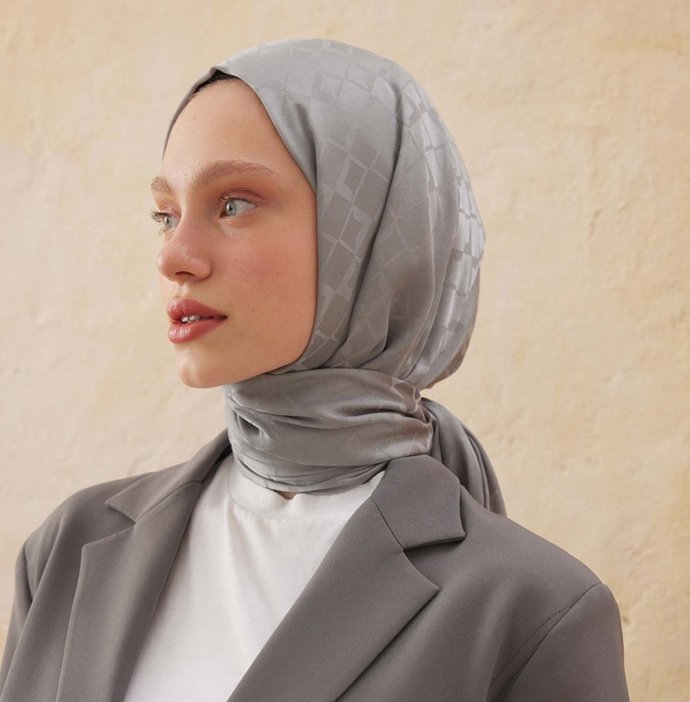 Islamic Headscarf Diamond Jacquard Satin Turkish Hijab Shawl Wrap - Picture 14 of 69