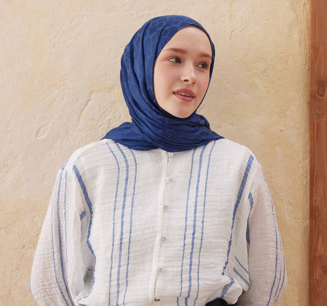 Islamic Headscarf Diamond Jacquard Satin Turkish Hijab Shawl Wrap - Picture 10 of 69