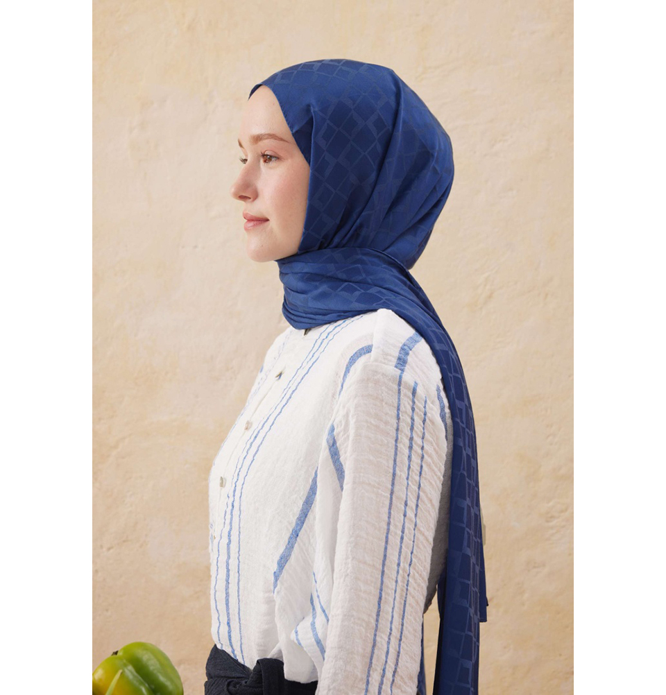 Islamic Headscarf Diamond Jacquard Satin Turkish Hijab Shawl Wrap - Picture 11 of 69