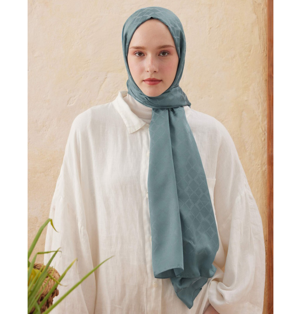 Islamic Headscarf Diamond Jacquard Satin Turkish Hijab Shawl Wrap - Picture 68 of 69
