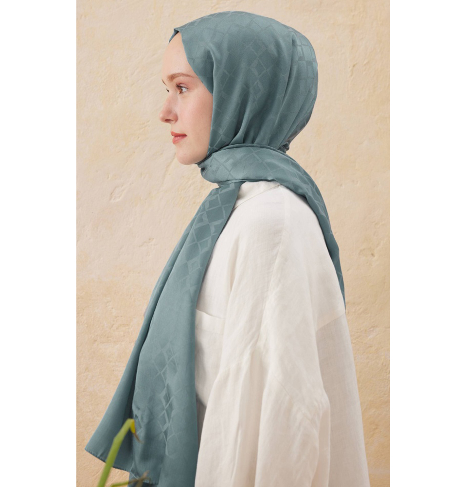 Islamic Headscarf Diamond Jacquard Satin Turkish Hijab Shawl Wrap - Picture 67 of 69