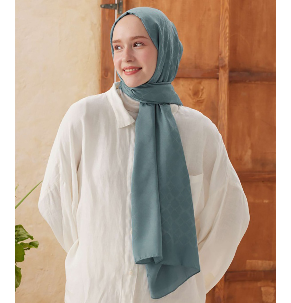 Islamic Headscarf Diamond Jacquard Satin Turkish Hijab Shawl Wrap - Picture 66 of 69