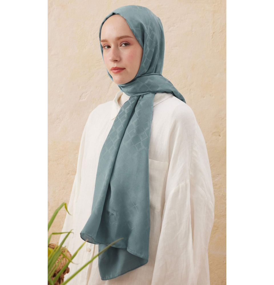 Islamic Headscarf Diamond Jacquard Satin Turkish Hijab Shawl Wrap - Picture 69 of 69