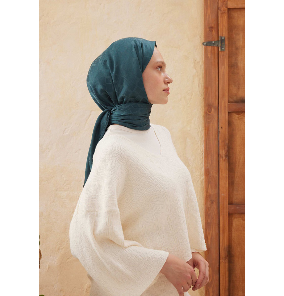 Islamic Headscarf Diamond Jacquard Satin Turkish Hijab Shawl Wrap - Picture 19 of 69