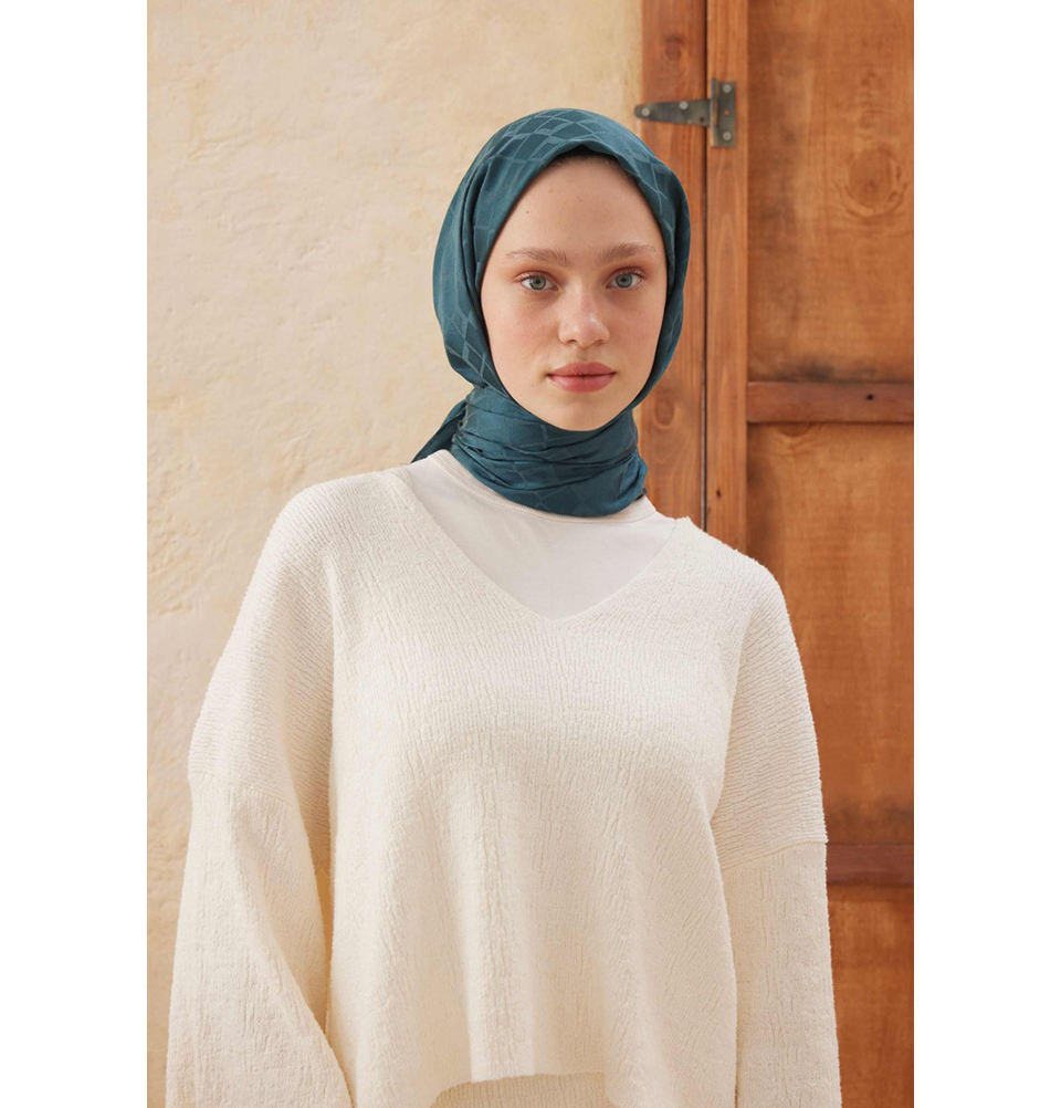Islamic Headscarf Diamond Jacquard Satin Turkish Hijab Shawl Wrap - Picture 20 of 69