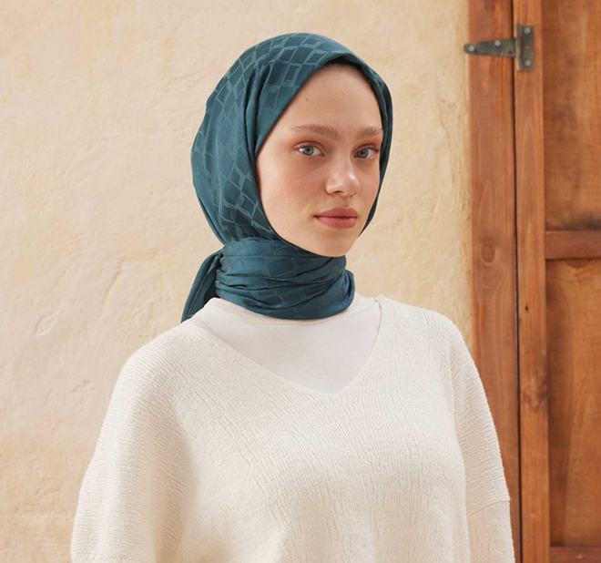 Islamic Headscarf Diamond Jacquard Satin Turkish Hijab Shawl Wrap - Picture 18 of 69
