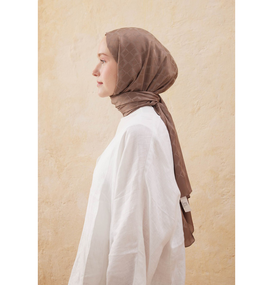Islamic Headscarf Diamond Jacquard Satin Turkish Hijab Shawl Wrap - Picture 27 of 69