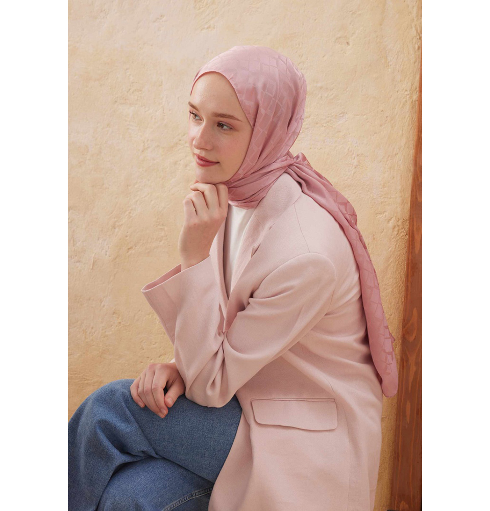 Islamic Headscarf Diamond Jacquard Satin Turkish Hijab Shawl Wrap - Picture 60 of 69